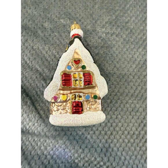 Gingerbread House Glass Christmas Holiday Ornament Made In Poland - Picture 3 of 16